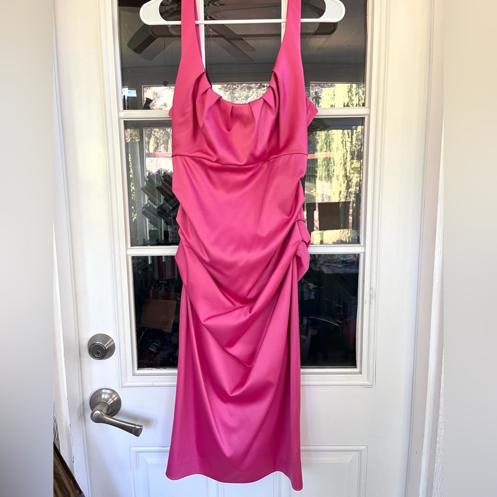 Maggy Boutique Satiny Solid Pink Dress (Size 10)